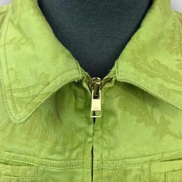 JONES NEW YORK Signature ladies medium lime zippered jacket textured print - Picture 7 of 12